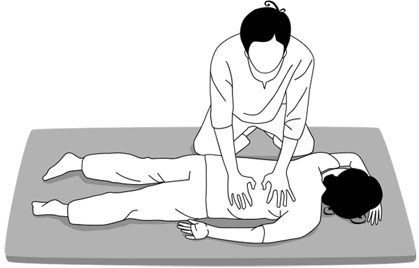 Illustration de la posture de massage en position allongée pour NuadSen, centre de massage thaï traditionnel Nuad Boran à Marseille